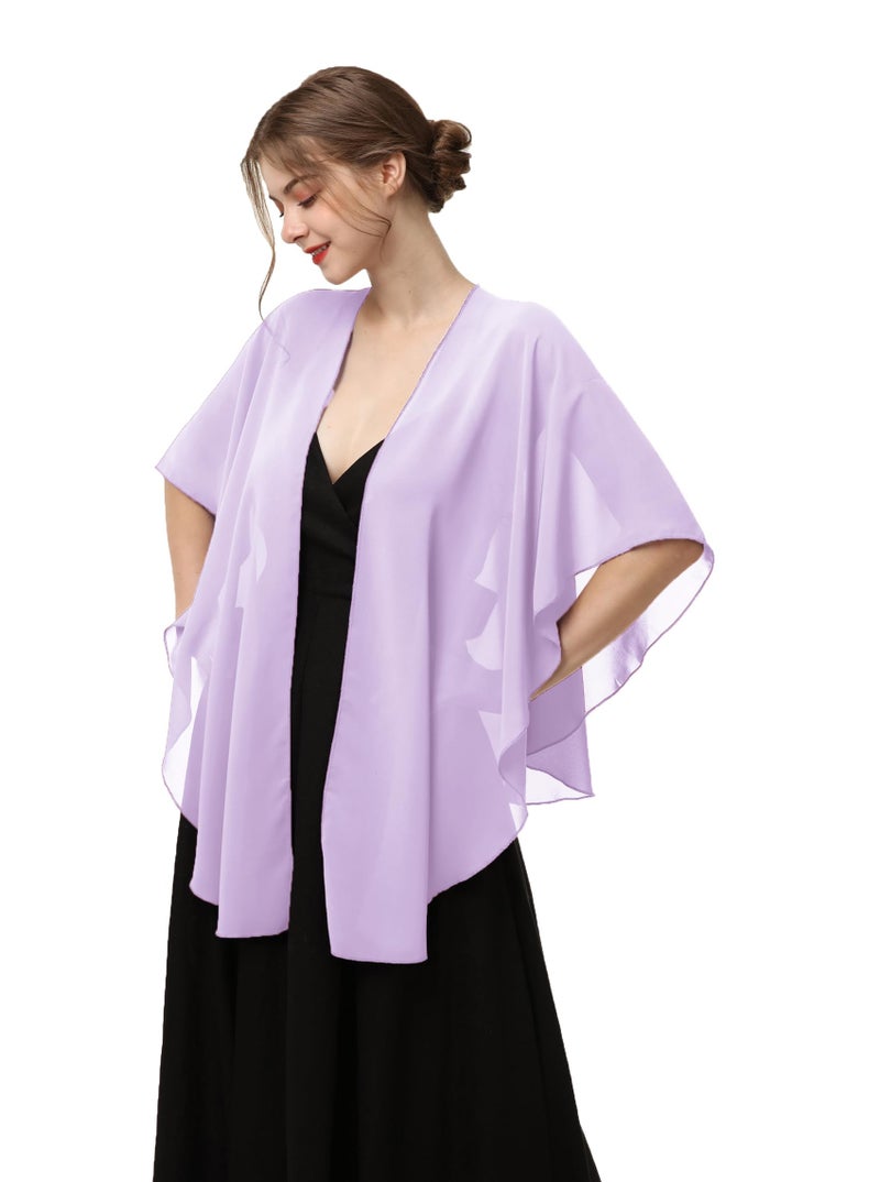 Hotshawl Womens Chiffon Shawls and Wraps, Wedding Party Shawl Scarf for Evening Dresses (Lilac) - Image 2